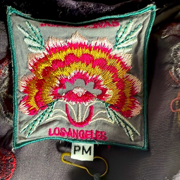 JOHNNY WAS JWLA Meri Floral Embroidered Velvet Draped Cardigan Purple NEW RARE! - Picture 10 of 12